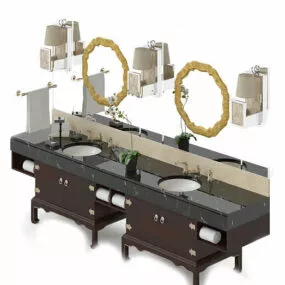 Antique Bathroom Vanity Cabinet 3d model