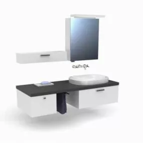 Mirrored Bath Vanity Cabinet 3d model