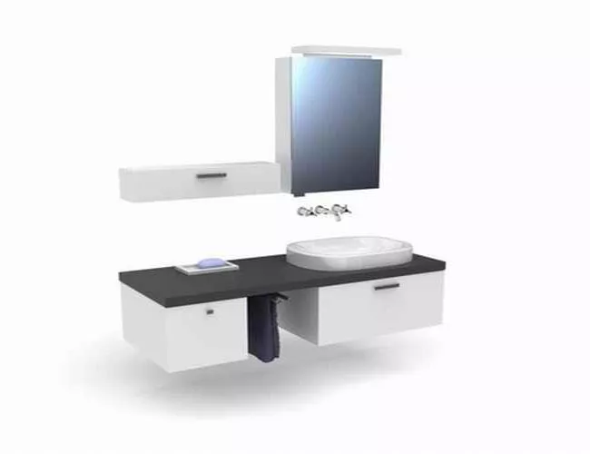 Mirrored Bath Vanity Cabinet 3d model Mirrored Bath Vanity Cabinet 3d model