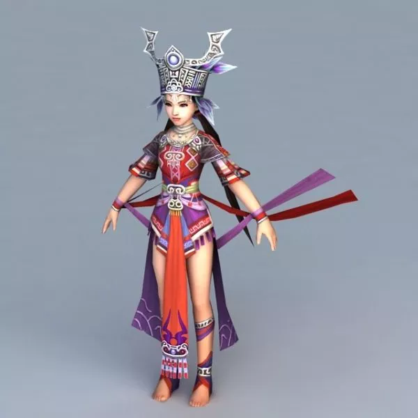 Princess Character With Fantasy Dress 3d model