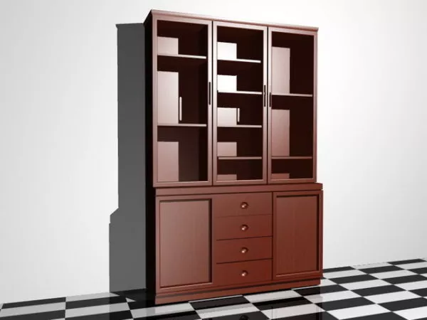 Furniture Bookshelf With Book Stack 3d model