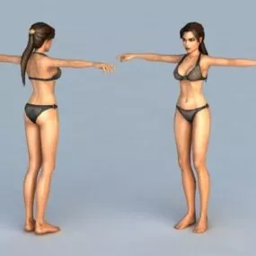 Woman With Black Bikini 3d model