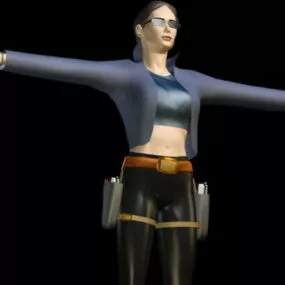 Lady With Gun 3d model