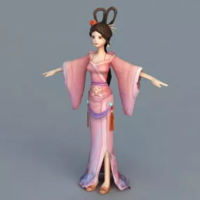 Traditional Chinese Painting Girl 3d model