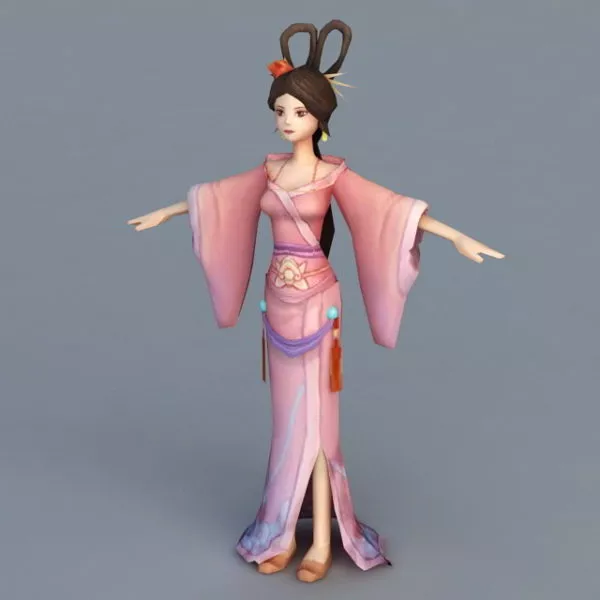 Traditional Chinese Painting Girl Free 3d Model - .Max - Open3dModel