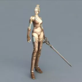 Woman Warrior With Sword 3d model