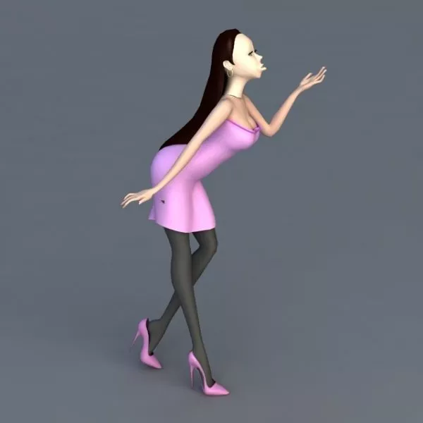 Cartoon Stylish Lady 3d model Cartoon Stylish Lady 3d model