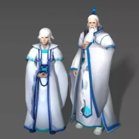 White Haired Couple 3d model