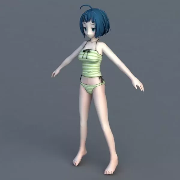 Anime Girl Pajamas 3d model Anime Girl Pajamas 3d model