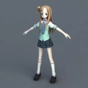 Anime Schoolgirl 3d model