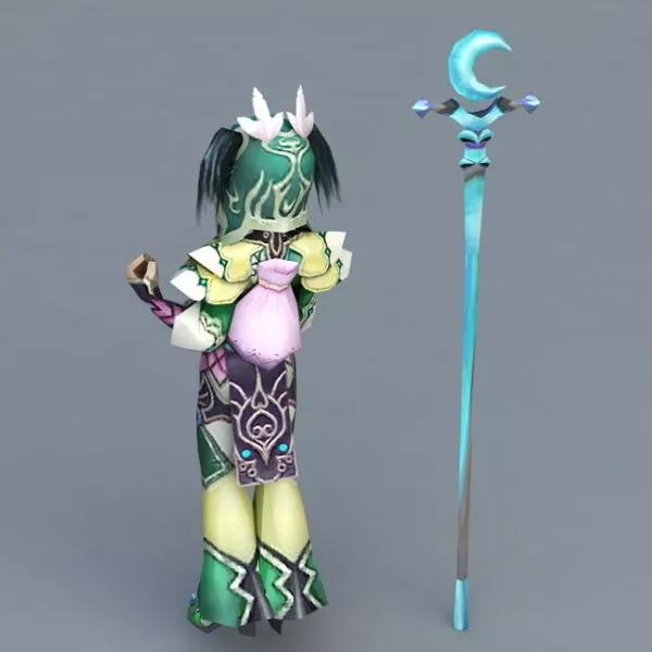 Female Anime Mage Girl 3d model Female Anime Mage Girl 3d model