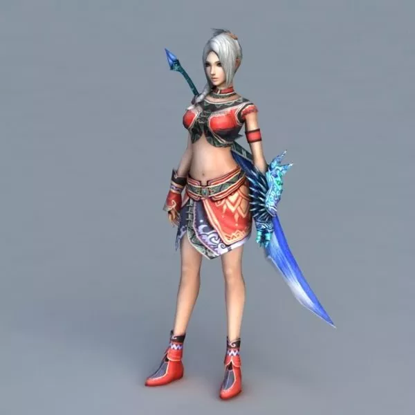 Female Warrior With Sword 3d model Female Warrior With Sword 3d model
