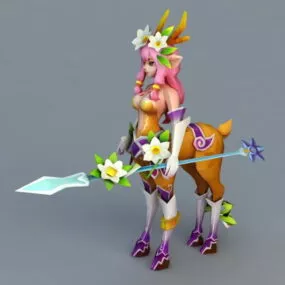 Centaur Deer Girl Anime Warrior 3d model