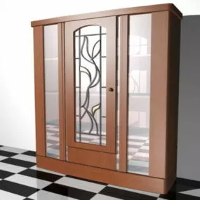 Cherry Wood Display Cabinet 3d model