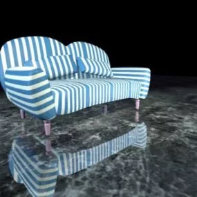 Striped Fabric Loveseat 3d model