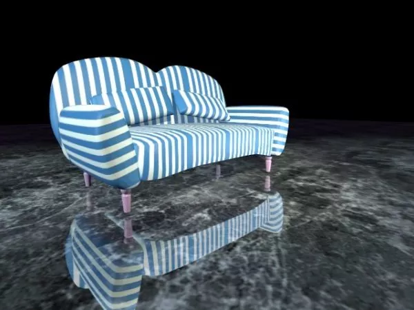 Striped Fabric Loveseat 3d model Striped Fabric Loveseat 3d model