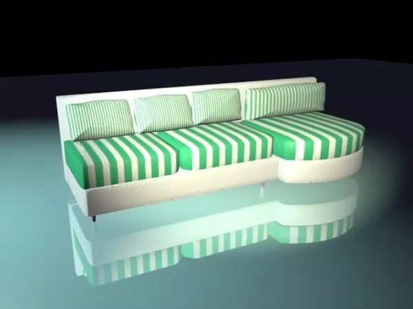 Striped Sofa With Chaise 3d model Striped Sofa With Chaise 3d model