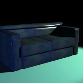 Blue Leather Loveseat 3d model
