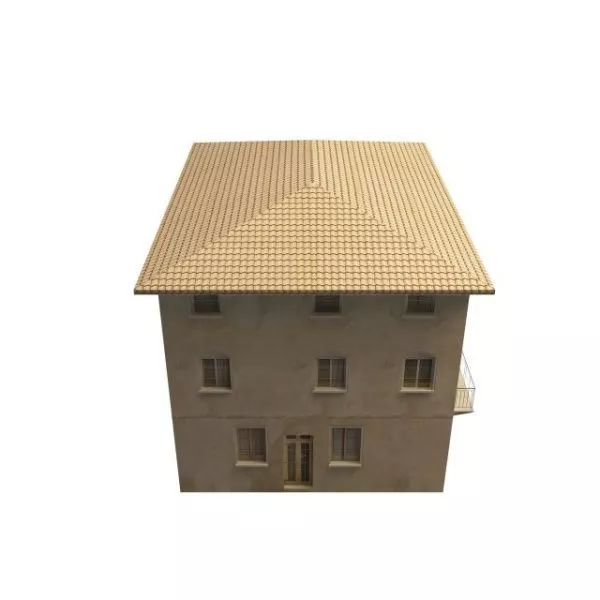 A Town Building At Road View 3d model
