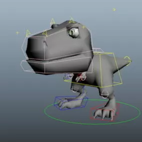Cute Cartoon Dinosaur Rig 3d model
