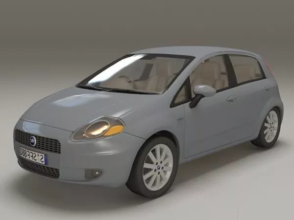 Grey Fiat Punto Car 3d model