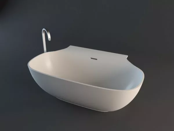Rectangular Bathtub With Chrome Accessories 3d model