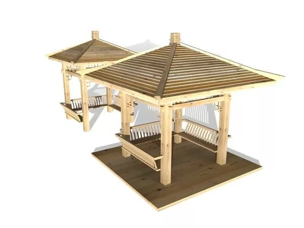 Pavilion Building With Table 3d model