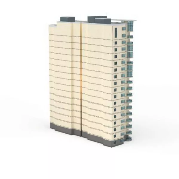 Apartment Building From Residential Area 3d model Apartment Building From Residential Area 3d model