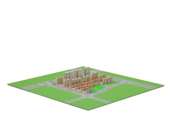Flat Buildings In Residence District 3d model Flat Buildings In Residence District 3d model
