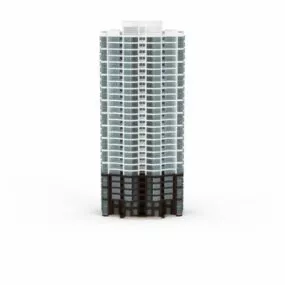 White Apartment Blocks 3d model