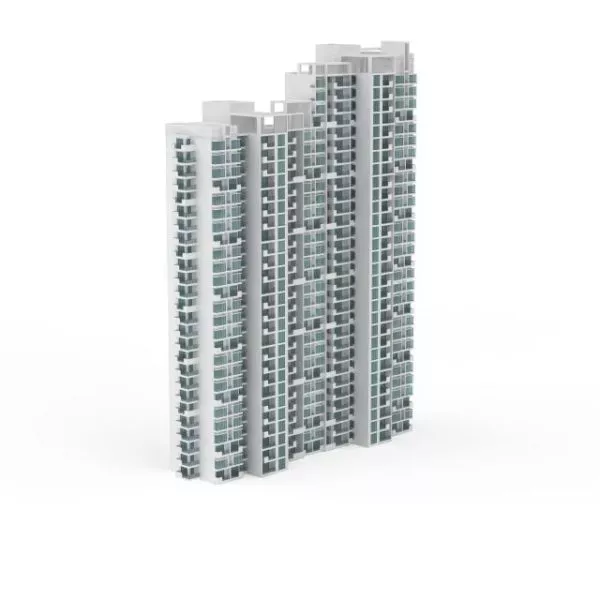 Modern High Rise Apartment Building 3d model