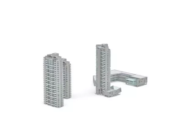 Apartment Building Square Shape 3d model