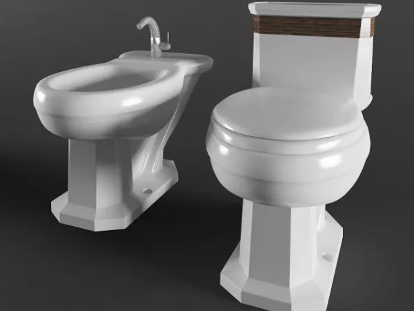 Retro Bidet And Toilet 3d model Retro Bidet And Toilet 3d model
