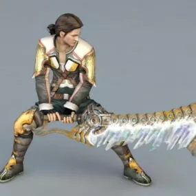 Male Warrior With Sword 3d model