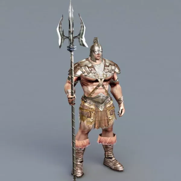Barbarian Warrior With Spear 3d model Barbarian Warrior With Spear 3d model
