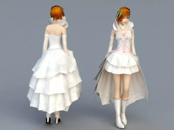 Party Dress Grey Velvet Color 3d model