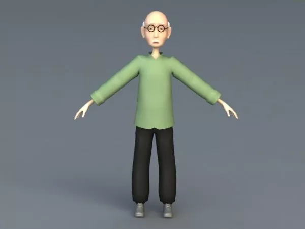 Cute Old Man Cartoon 3d model Cute Old Man Cartoon 3d model