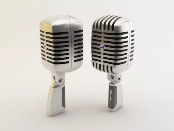 Black Chrome Microphone With Stand 3d model