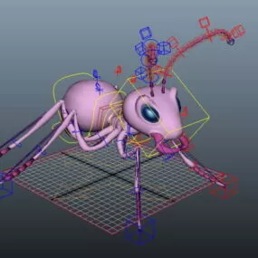 Cute Pink Ant Rig 3d model