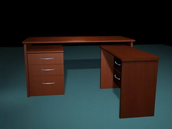 L-shaped Staff Desk 3d model L-shaped Staff Desk 3d model
