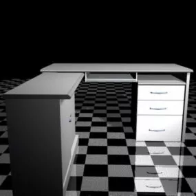 White Office Computer Desk 3d model
