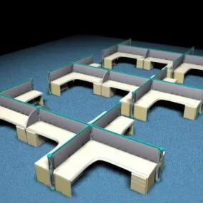 Office Cubicle Layout 3d model