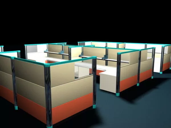 U Shape Office Cubicle 3d model