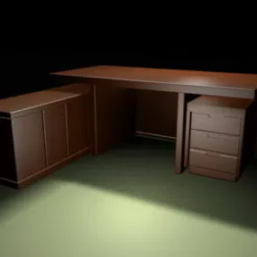 Executive Desk With Storage Cabinets 3d model