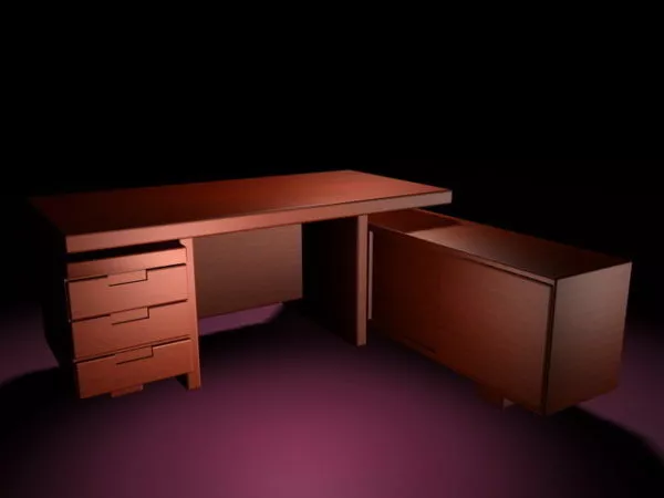 Executive Desk With Attached Cabinet 3d model Executive Desk With Attached Cabinet 3d model