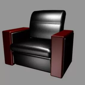 Black Leather Club Chair 3d model