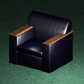 Dark Blue Club Chair 3d model