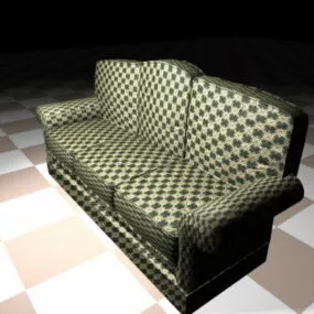 Three Cushion Fabric Sofa 3d model