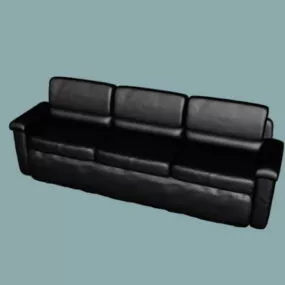 Black Leather Sofa 3d model