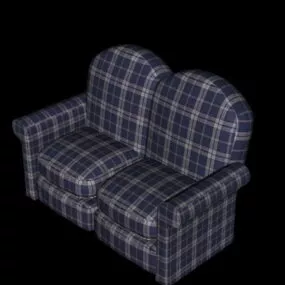 Blue & White Plaid Loveseat 3d model